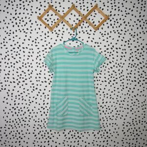 Cat & Jack Aqua Striped Ruffle Sleeve Girls Casual Dress